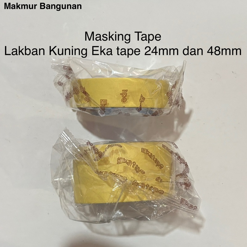 Lakban Kertas Kuning/Masking Eka Tape 24mm 48mm 15 Meter | Lem Isolasi Pelapis Pengecatan