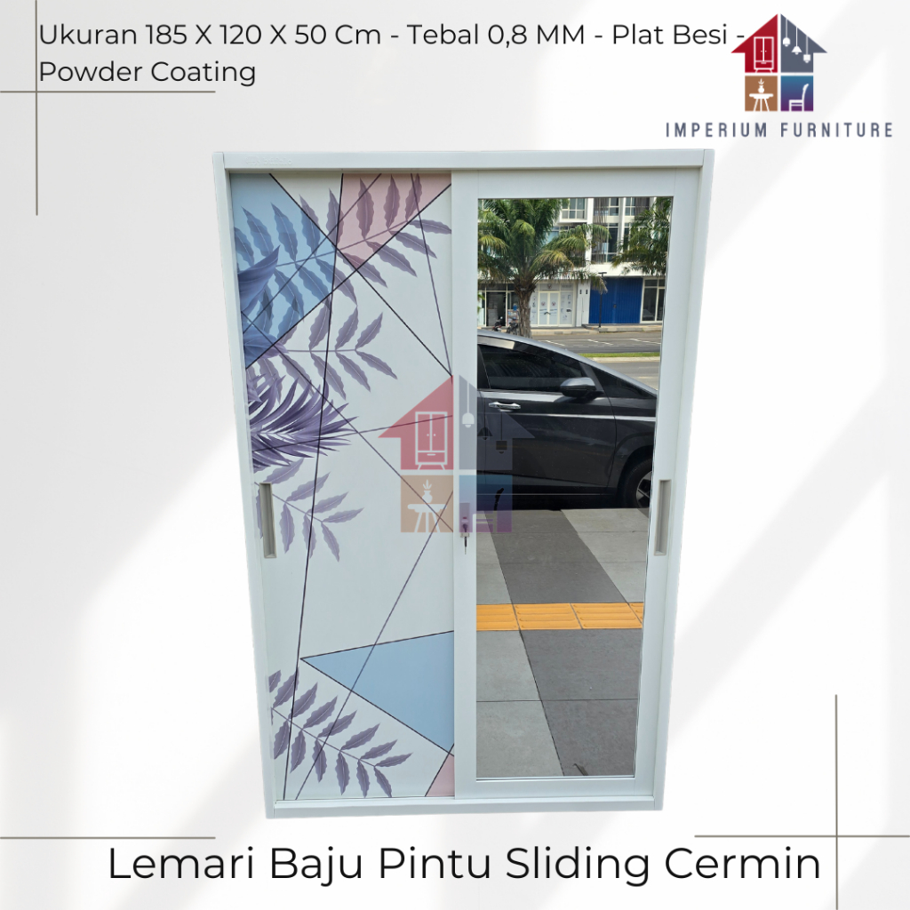 Lemari Baju Besi / Lemari Pakaian Besi / Lemari Baju Minimalis Pintu Sliding Geser Besar Tipe LB 1