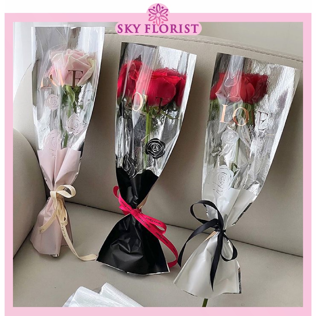 

10 Lembar Single Flower Bouquet Buket Bunga 1 Tangkai Kado Valentine Wisuda Hadiah Ulang Tahun SF35