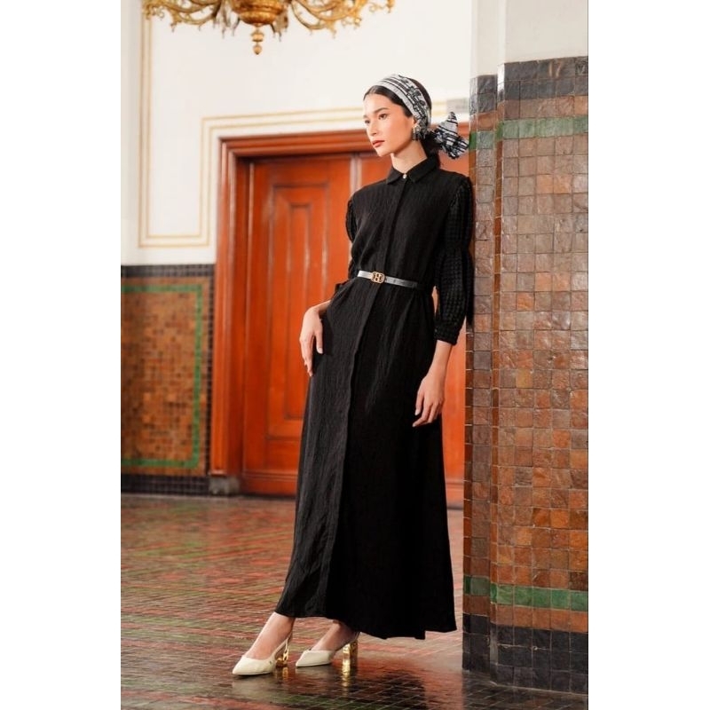 Benang Jarum - Amona Puffy Dress - Black - S  ( PL )
