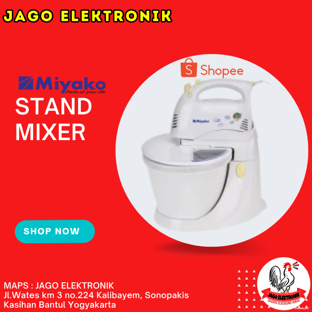 Stand Mixer Miyako Mixer Dengan Mangkok ( Tanpa Tutup Bowl ) Kapasitas 2L SM-625