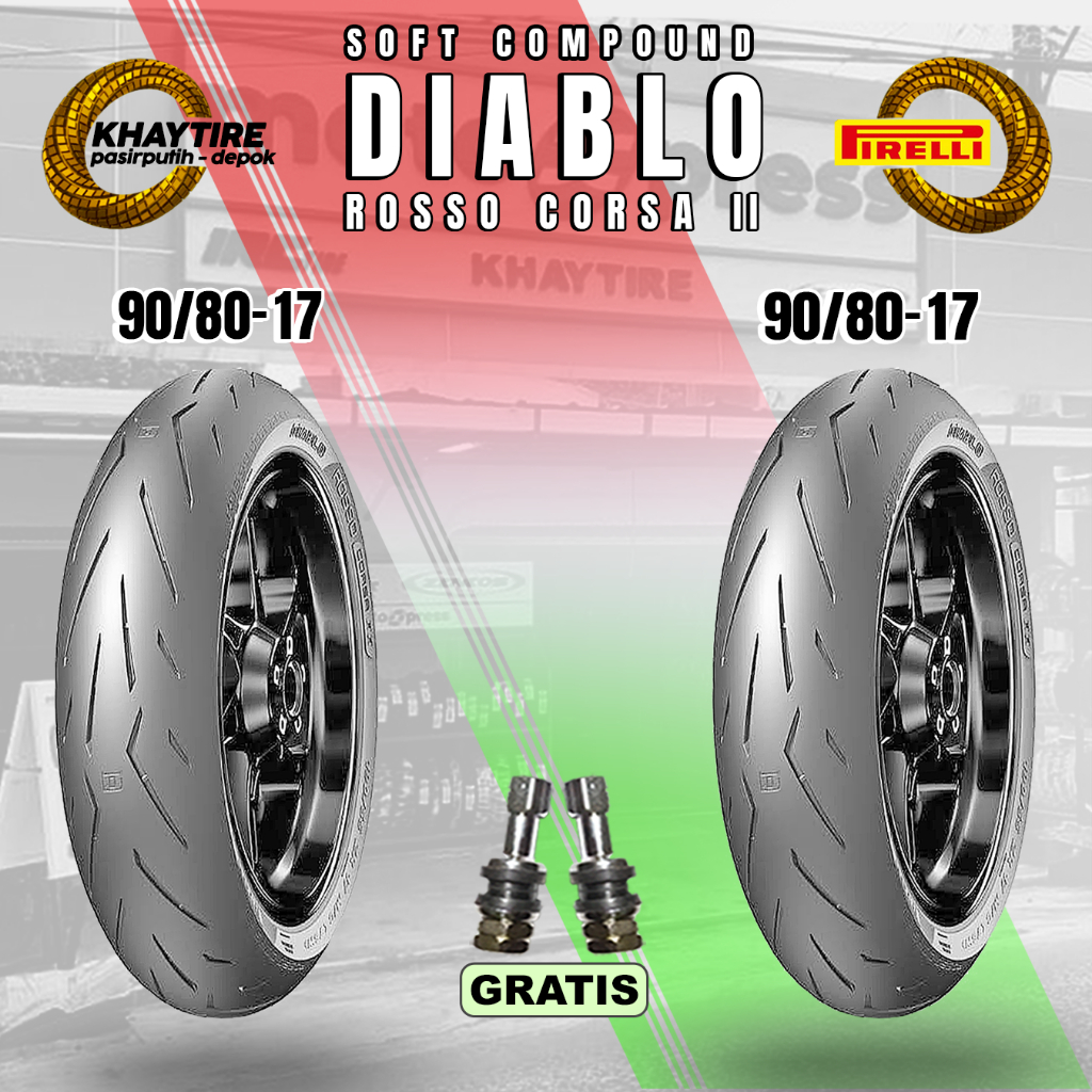 Paket Ban Motor Bebek SOFT COMPOUND // PIRELLI DIABLO ROSSO CORSA 2 90/80 Ring 17 Tubeless