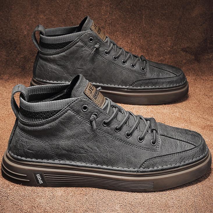 COD Sepatu Sneakers Pria Kulit PU Leather Asli Premium Quality Original Martin Boots Formal Kasual B