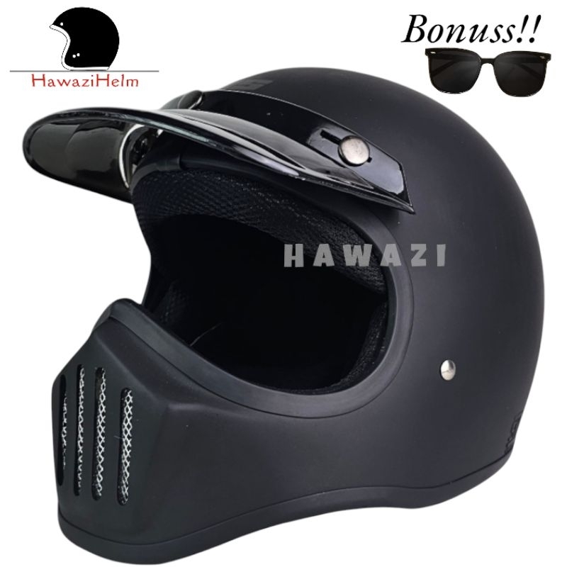 New Deals Helm Js Cakil Retro Solid Army Doff Cakil Retro Motorcycle Sni Murah Pet