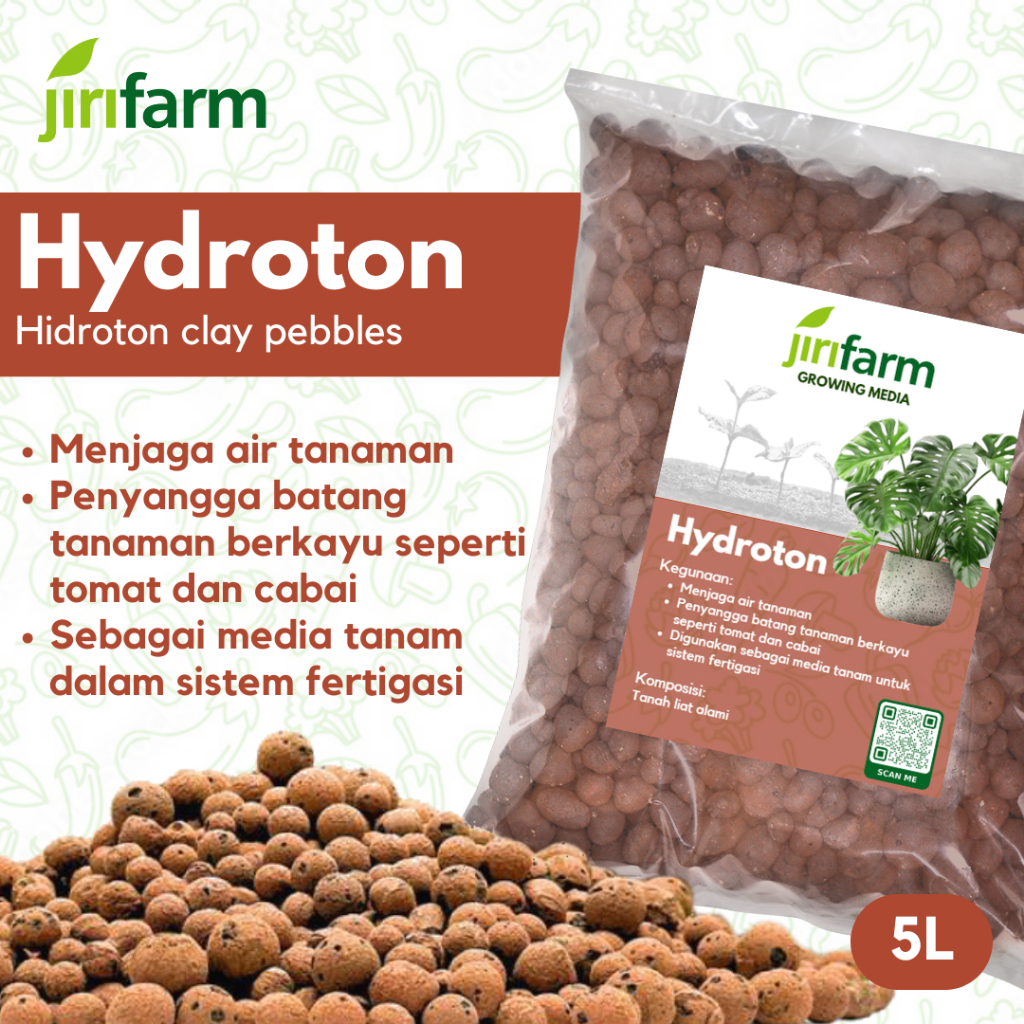 JIRIFARM - Hidroton Import 5 Liter 2L 1L Kg Media Tanam Hidroponik Hydroton Leca Clay Pebble