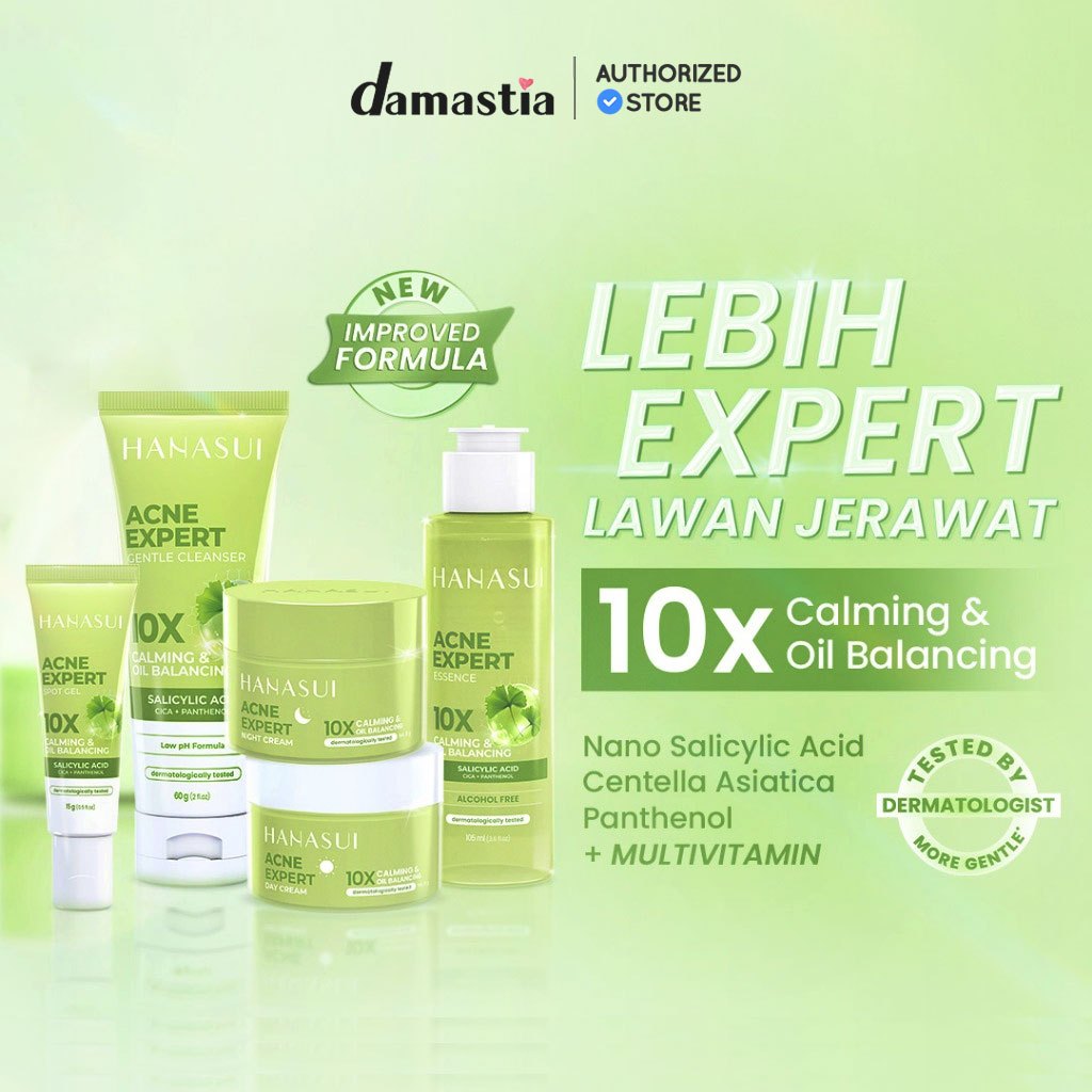 Hanasui Acne Expert Paket Lengkap - Cream Spot Gel Krim Siang Malam Jerawat