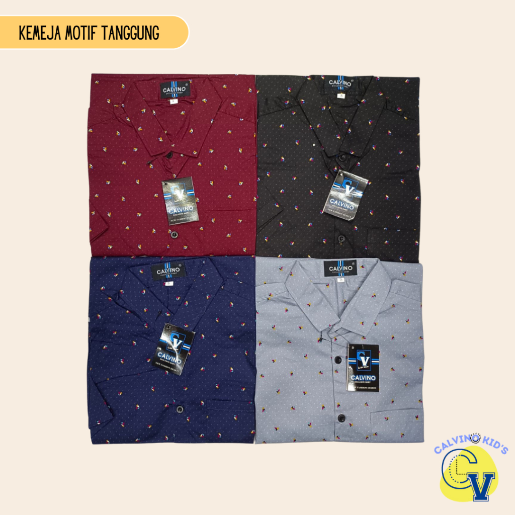 Baju Kemeja Anak Tanggung Remaja Laki-laki CALVINO usia 12-15 tahun ABG Cowok Katun Sretch Lengan Pe