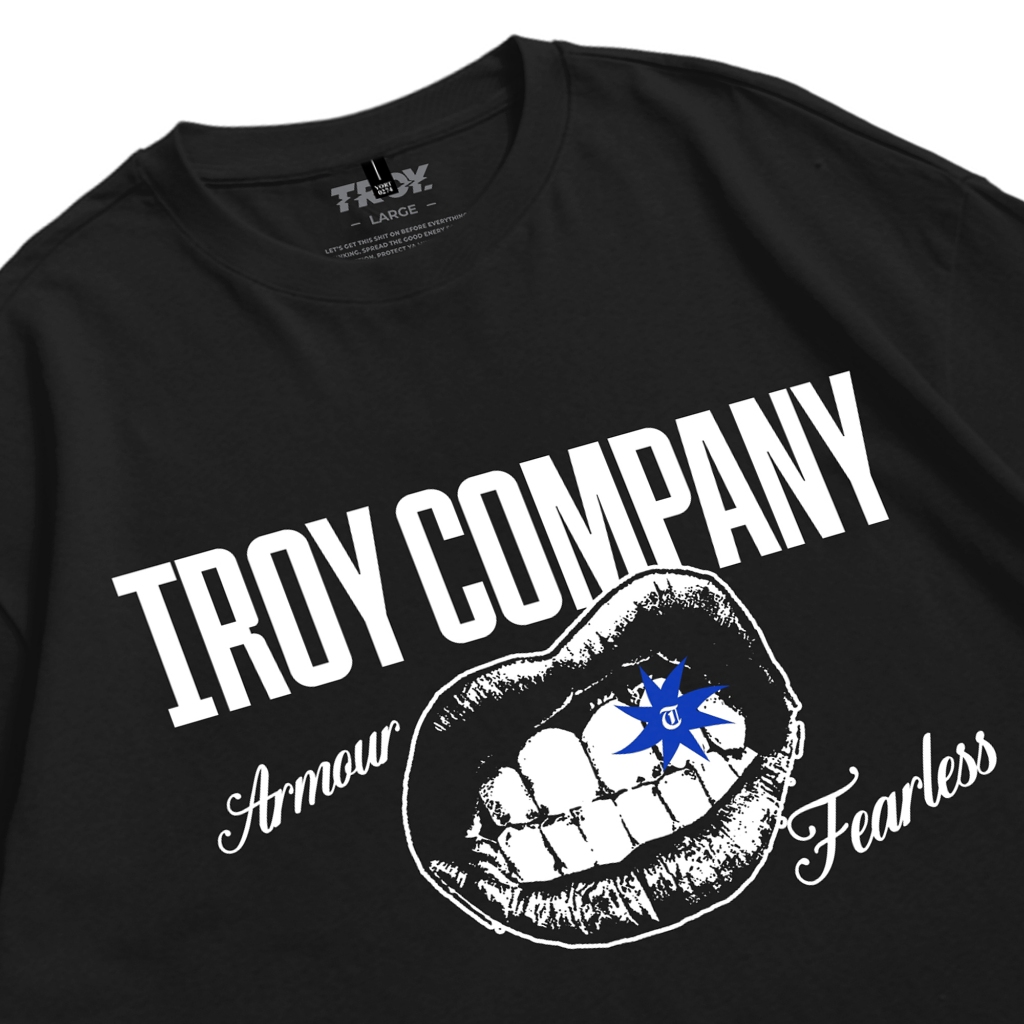 Troy Company Oversize Tshirt Black Armour Fearless - Kaos Oversize Hitam Lengan Pendek OVD 3015