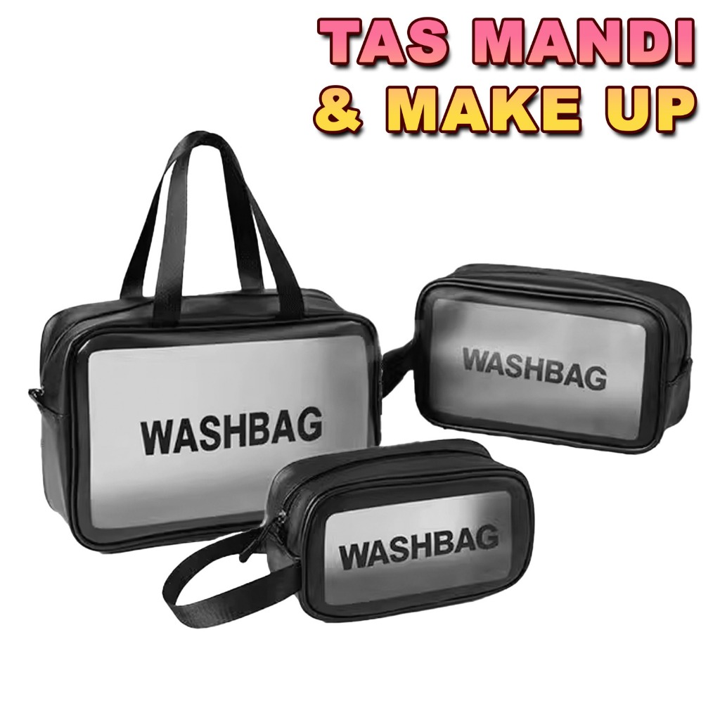 Tas Kosmetik Transparant Washbag Pouch Kosmetik Wanita Waterproof Terbaru KD08