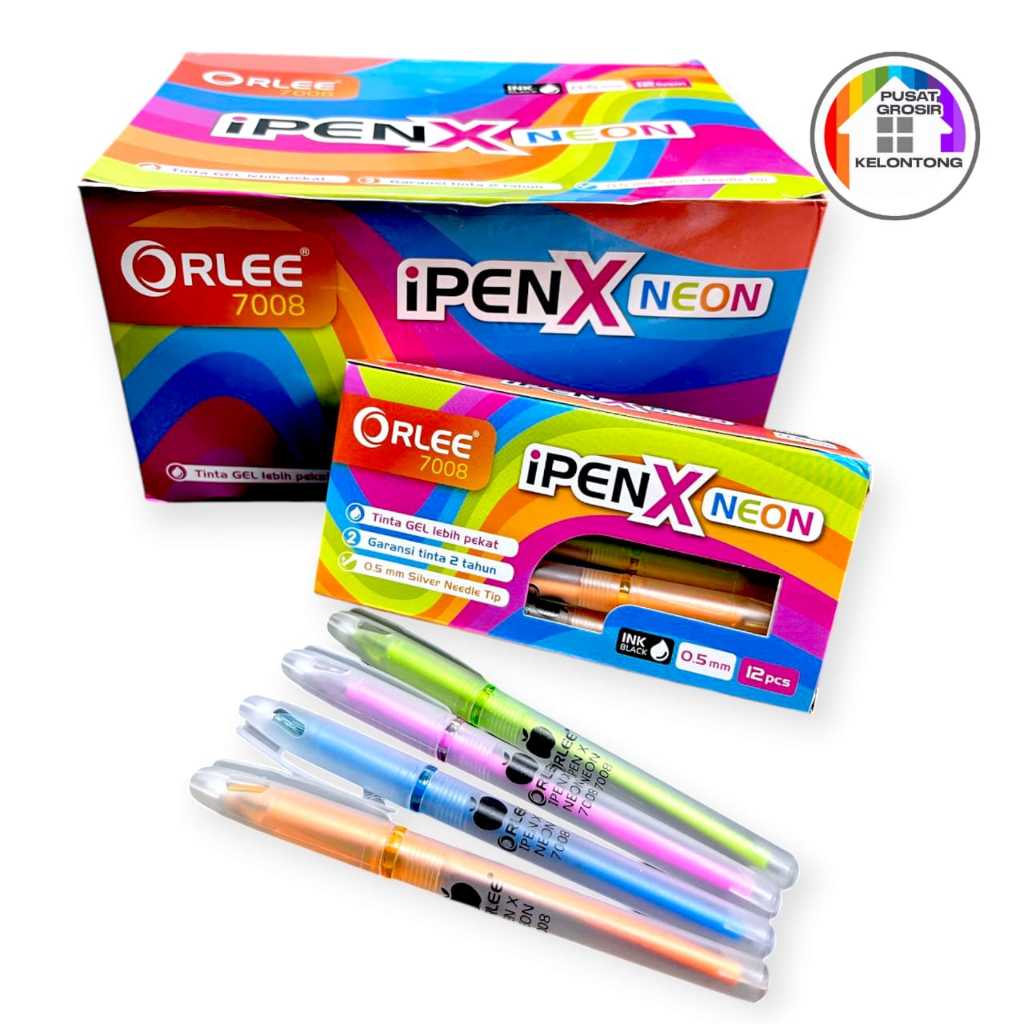 

ORLEE - Pulpen iPen X NEON 1 KOTAK Isi 12 - Tinta Lancar, Tahan Lama GEL INK GARANSI 2 TAHUN - PUSAT GROSIR KELONTONG,TEBAL, TAHAN LAMA, RAMPING, ALAT TULIS, MURAH