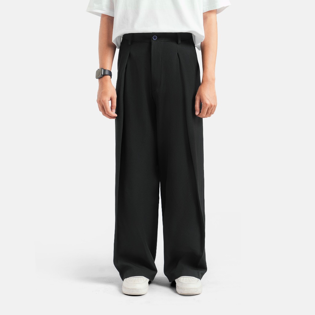 Kasual Celana Black City Loose Wide Pant Pria