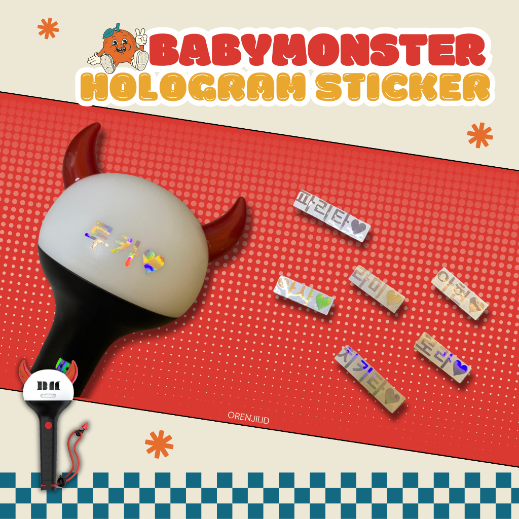 

[SATUAN] STIKER NAMA HANGUL BABYMONSTER HOLOGRAM /DECOR LIGHTSTICK BABYMONSTER