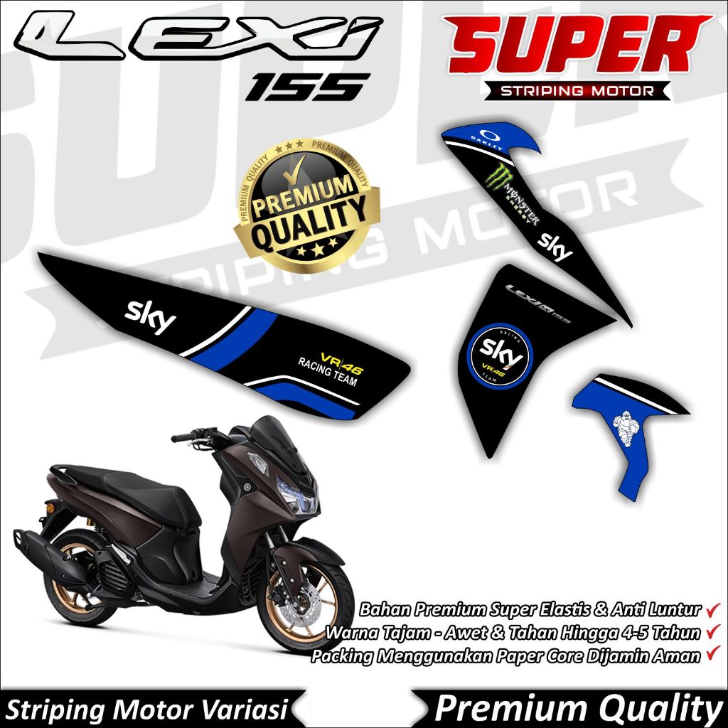 Stiker LEXI 155 Anti Luntur keren Striping Lexi 155 Striping Yamaha LEXI 155 Sky VR46