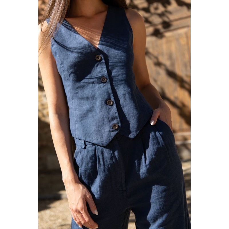 O2 PROJECT - Navy Vest | Vest korean style warna navy | Rompi OOTD navy | Navy style | Blazer Kekini