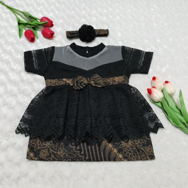 KEBAYA BAYI /KEBAYA ANAK / SETELAN KEBAYA ANAK PEREMPUAN MODERN WARNA HITAM model peplum