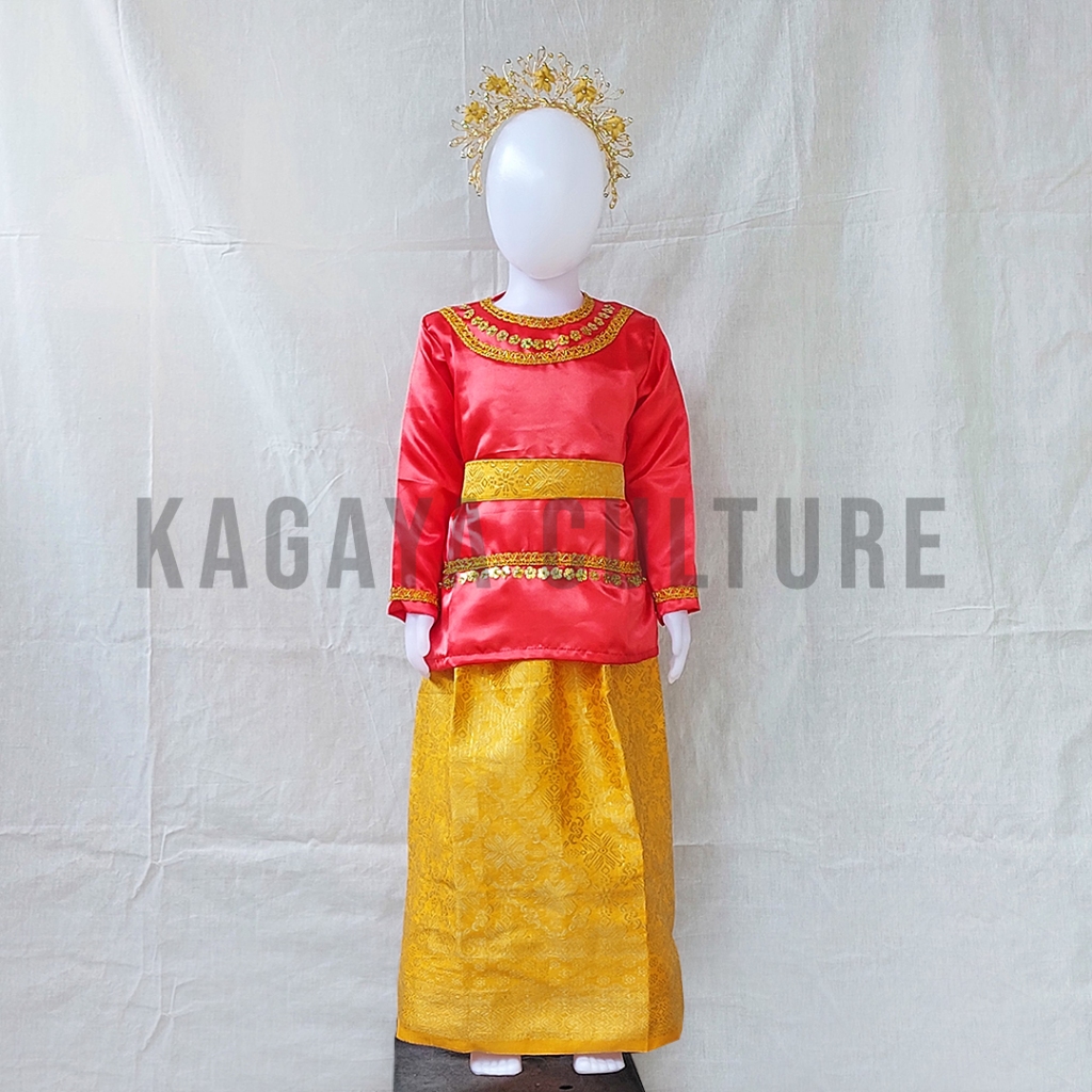 Baju Kurung Melayu Anak Perempuan Set Set Bando TK SD SMP SMA - Baju Tari Melayu Anak Perempuan Set 