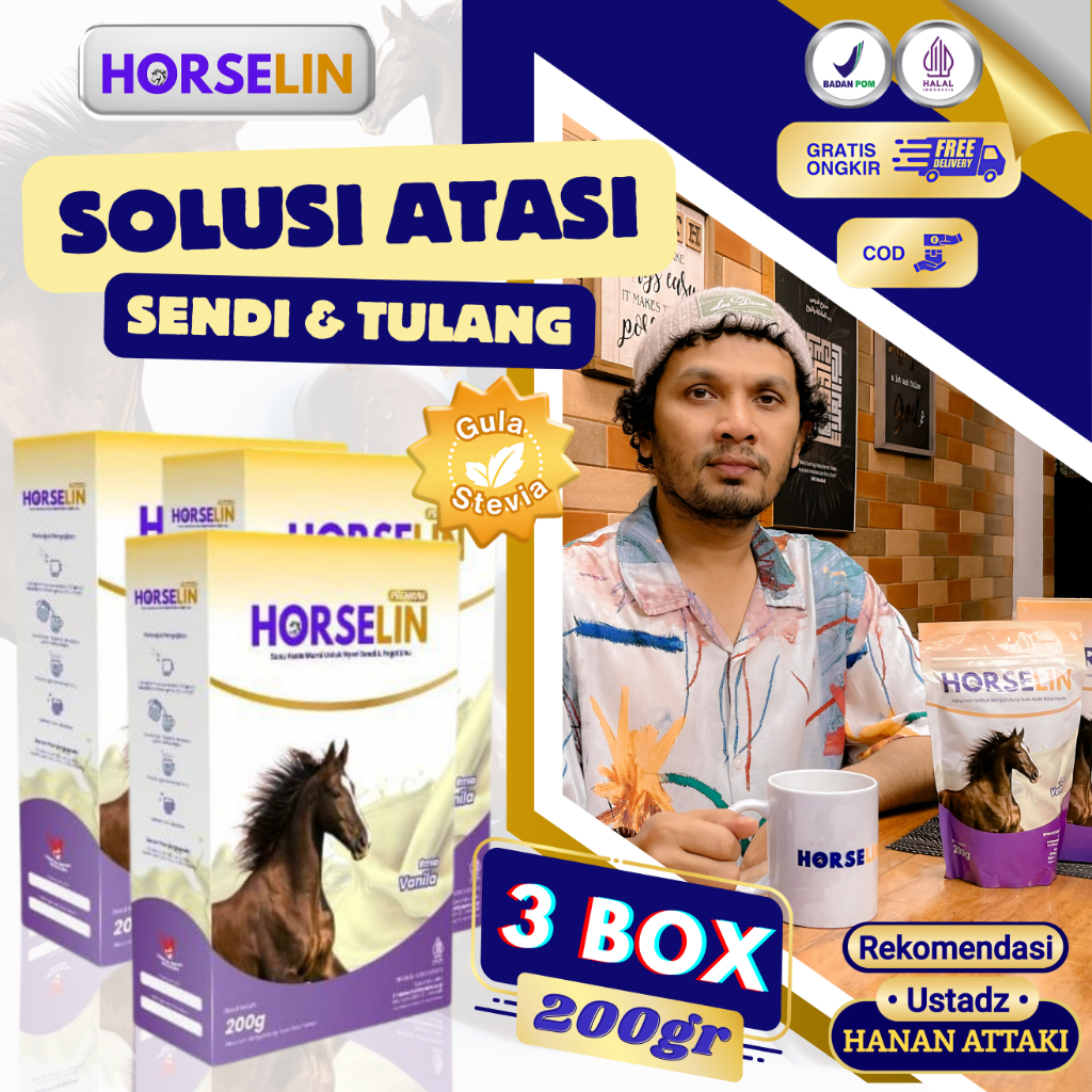 HORSELIN Paket 3 Box Susu Kuda Liar Asli Sumbawa Untuk Asam Urat Rematik Original 200gr