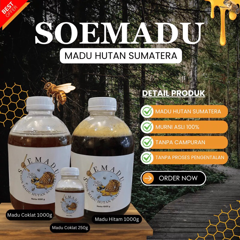 

Madu Hutan Asli 100% Murni tanpa campuran dan tanpa proses pengentalan (warna coklat)Harga Promo