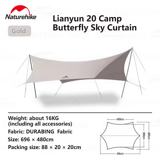 FLYSHEET TENDA  NATUREHIKE CNH22ZP023 - BUTTERFLY CANOPY SUN SHELTER