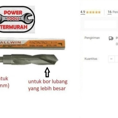 

Mata Bor HSS Besi 21 mm Reduced Shank Twist Drill Reducer Kones Taper