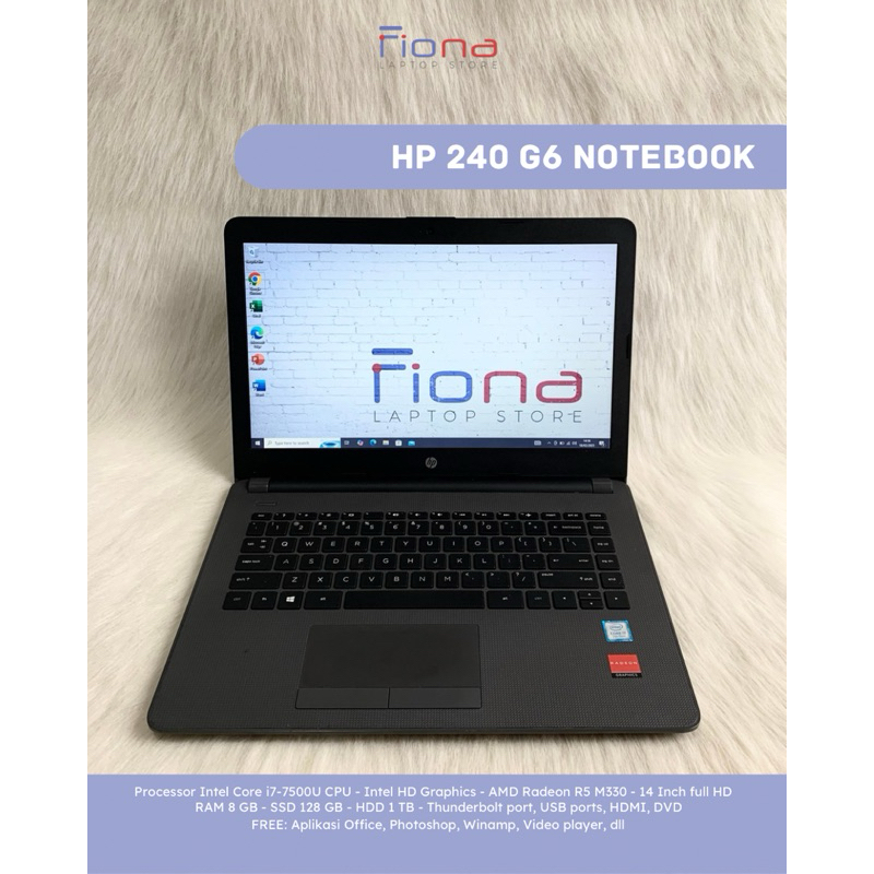 Laptop HP 240 G6 NOTEBOOK Intel Core i7 Gen 7th Ram 8Gb Ssd 128Gb AMD Radeon R5 M330