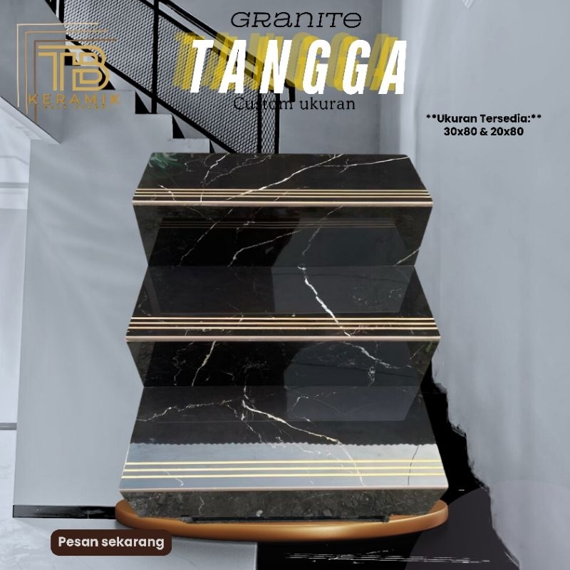 GRANIT TANGGA STEPNOSING 30x80 20x80 | BUSTO BLACK GL | GLOSSY