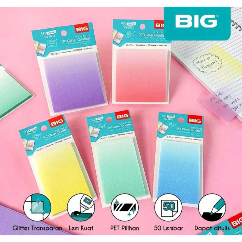 

Sticky Notes Glitter Gradasi Transparant BIG / Memo Glitter Transparan