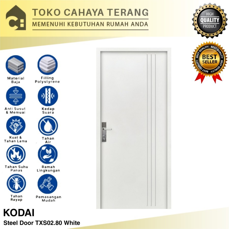 Pintu Baja Steel Kodai TXS02 204 x 80 Putih / Pintu Baja Kodai