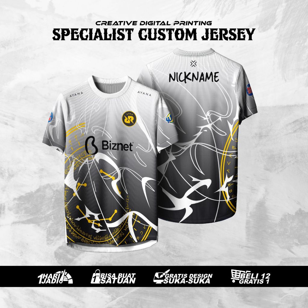 JERSEY RRQ X SLIME PRO WHITE BLACK 2025 FREE NICKNAME FULL PRINTING