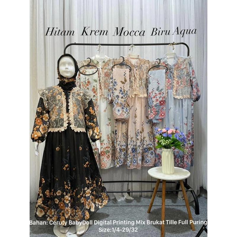 GAMIS ANAK PEREMPUAN USIA 3-12 TAHUN | GAMIS ETNIC CERUTY BABYDOLL TERBARU MODEL RENDA TINGKAT KOMBI