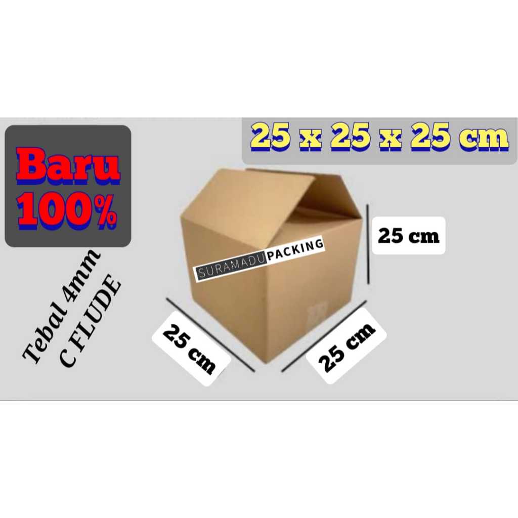 

Kardus box karton packing 25x25x25 cm Packing Polos dan Tebal 4mm C FLUDE