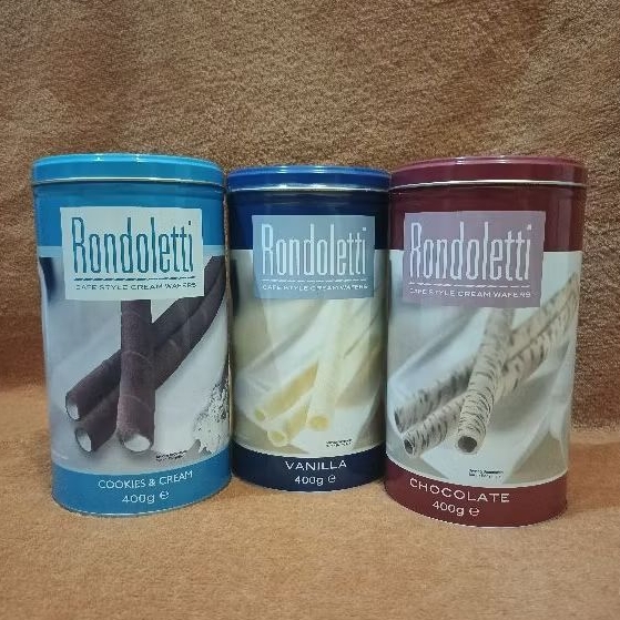 

Jual Snack Rondoletti Wafer Roll Kaleng 400 gr