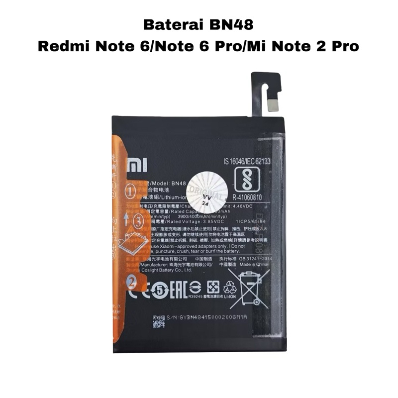 Baterai BN48 Redmi Note 6 / Note 6 Pro / Mi Note 2 Pro Battery Batre