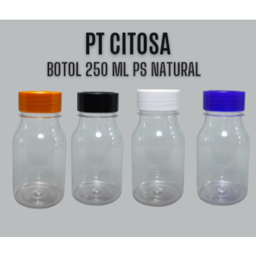 Botol 250 ml Ps Natural + Plug / Botol Plastik / Botol Obat / Botol Tablet / Botol 250 ml