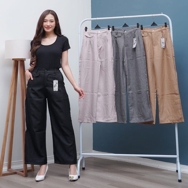 Oro pants Semi wool Trouser Highwaist Korean style wanita premium