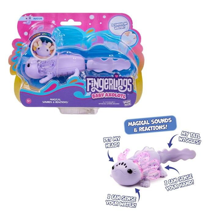 Fingerlings Interactive Baby Axolotl - Auggie (Purple) Animal Toy