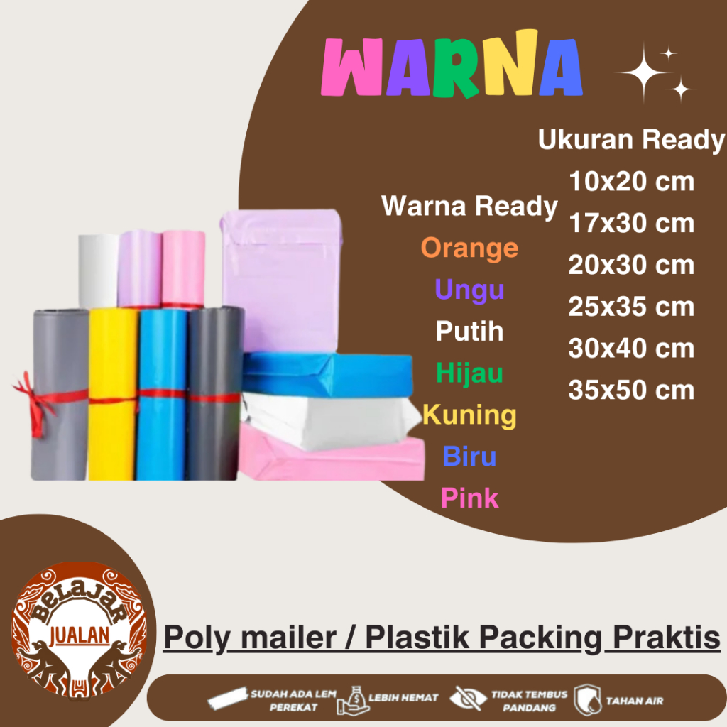 

(Satuan) Plastik Packing Praktis / Kantong Plastik Packing Lem Polymailer Olshop Seller Murah Warna Premium Packaging