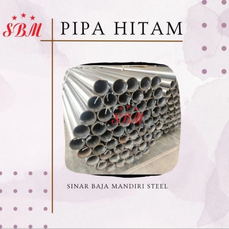 Besi Pipa Hitam 1 1/2" Tebal 1,6mm Panjang 6 Meter