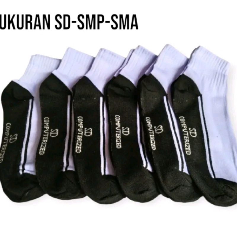 kaos kaki sekolah hitam putih pria wanita spandek