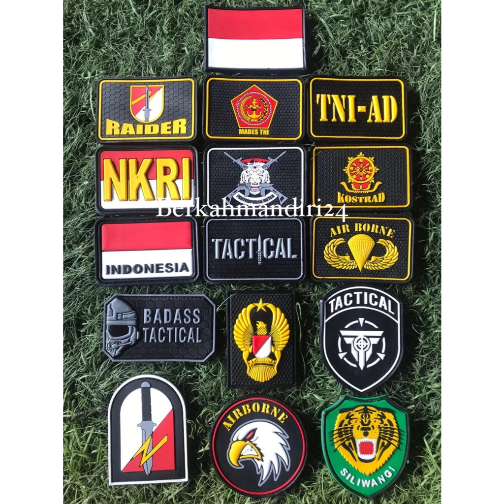 Patch Rubber Logo TNI-AD/KOSTRAD/RAIDER/INDONESIA/TACTICAL Tempelan Emblem