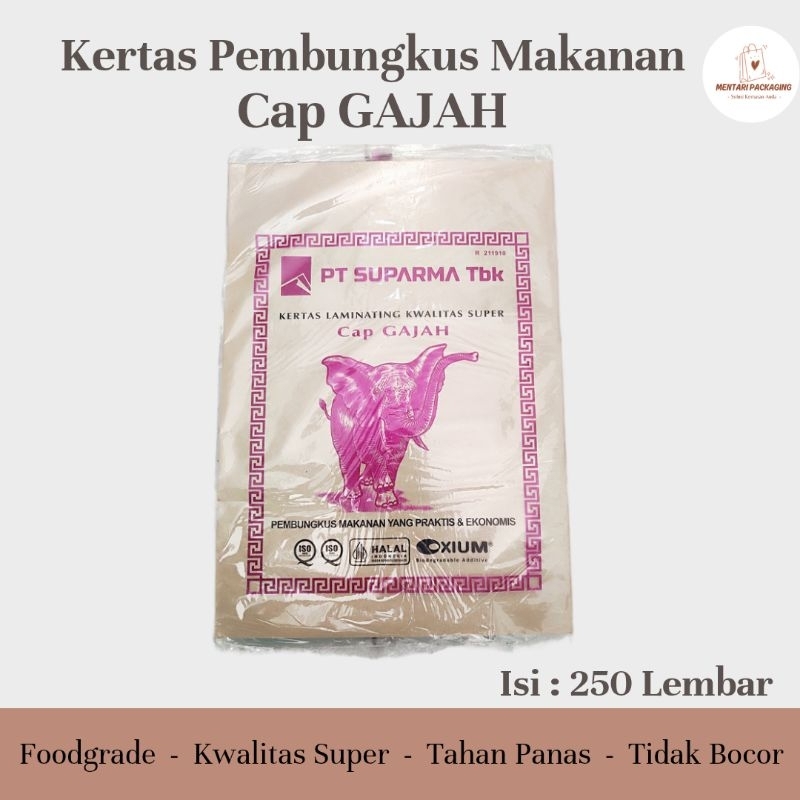 Kertas Nasi cap GAJAH || Kertas Minyak Pembungkus Makanan || Isi 250 Lembar