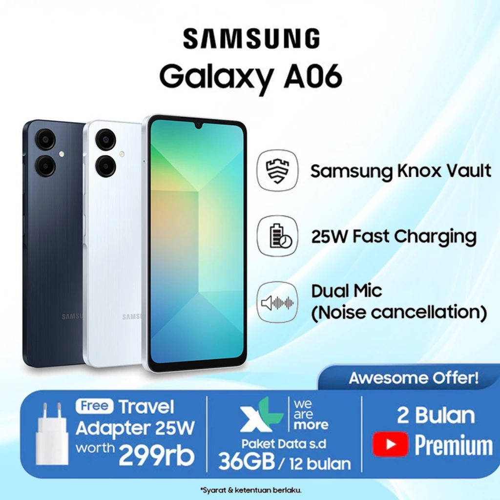 Samsung Galaxy A06 4G 4/64GB 4/128GB Helio G85 5000 mAh - Garansi Resmi