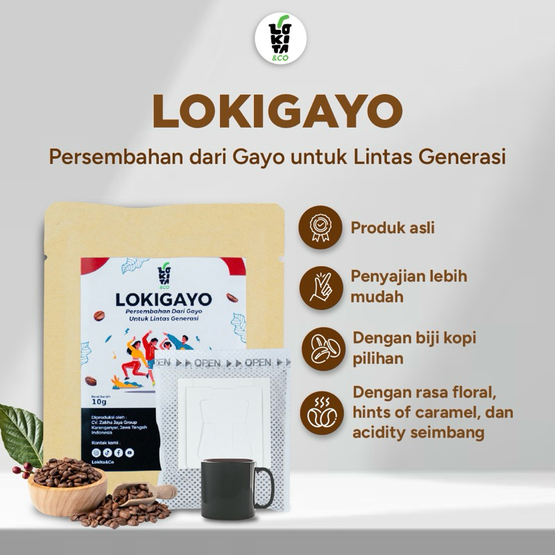 

Kopi Drip Bag Premium Arabica (100% COFFEE) DRIP COFFEE LOKIGAYO