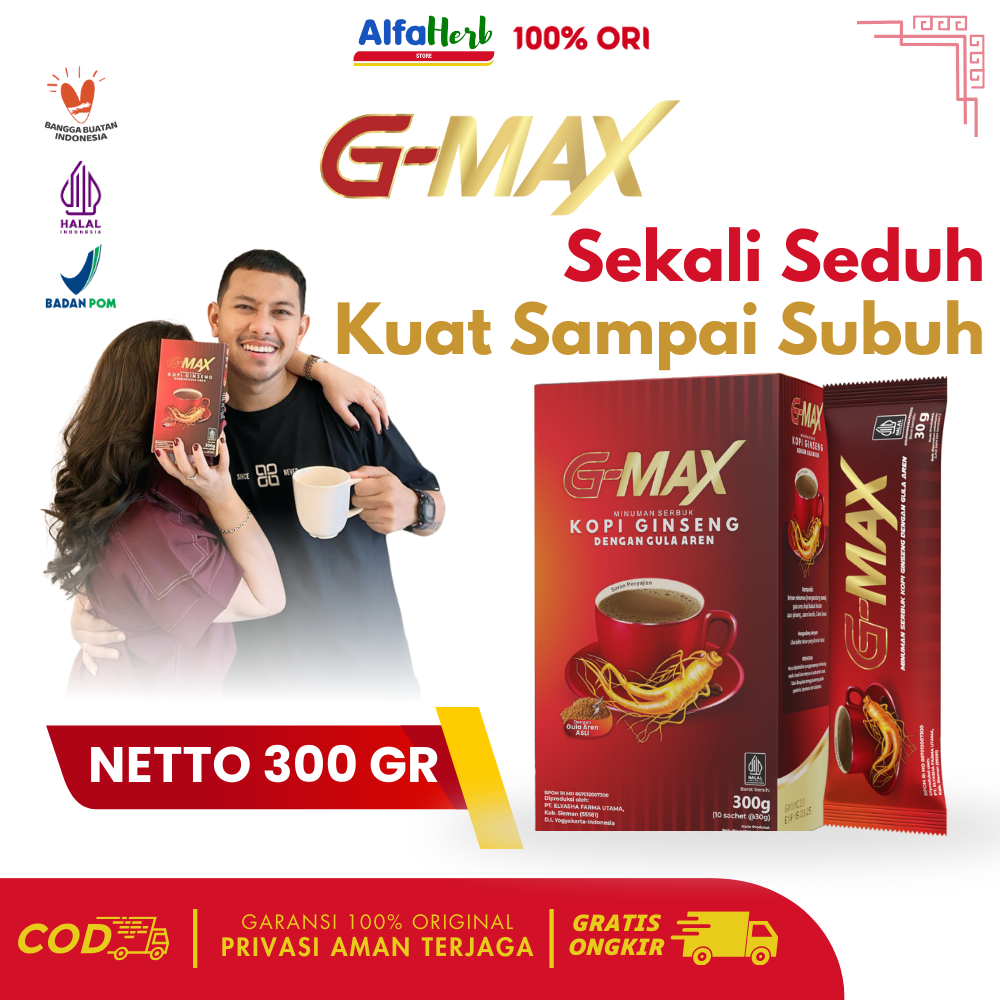 

Minuman Kopi Gmax with ginseng penambah semangat BPOM original