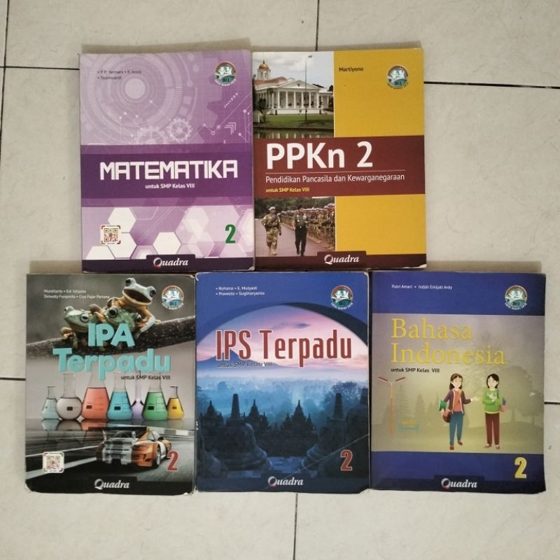 Buku Paket Kelas 8 SMP (PPKN, B.INDO, MAT, IPS, IPA) Quadra, Kurikulum 2013 Edisi Revisi 2016