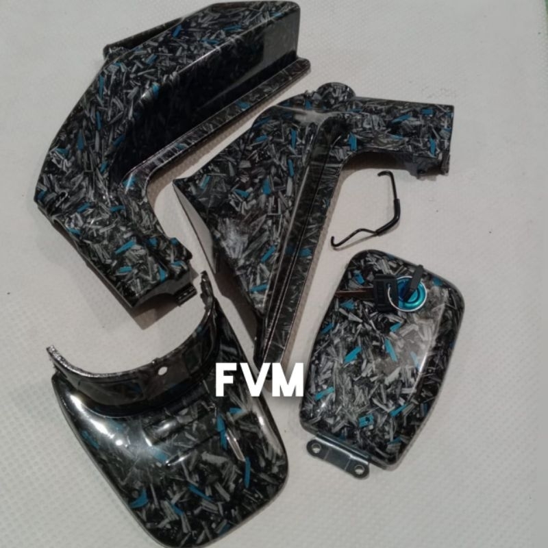 airscoop rx king carbon forged 3D + tutup tangki rx king + pet air Carbon 3D + kawat pengait