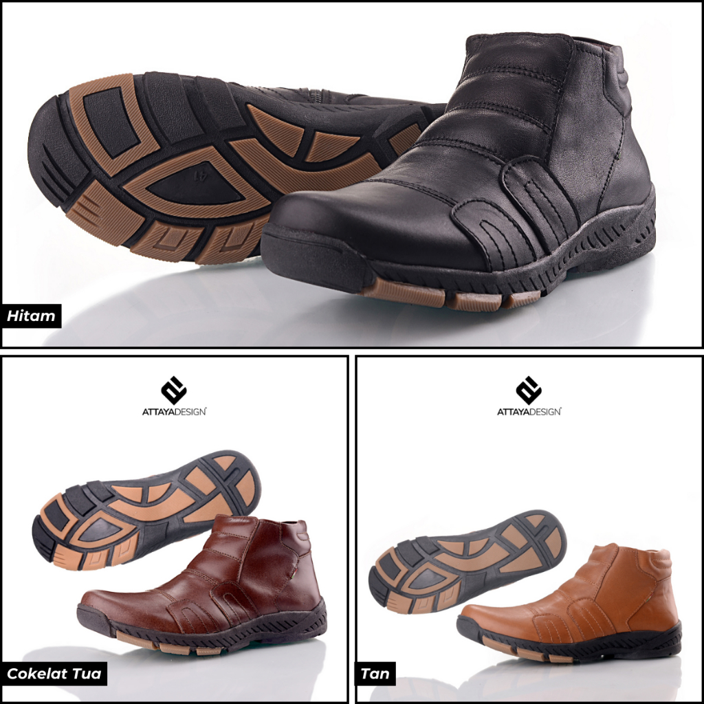 FREE ONGKIR ATTAYA DESIGN SEPATU PRIA BOOT FASHION KULIT ASLI ORIGINAL TANPA TALI STG021
