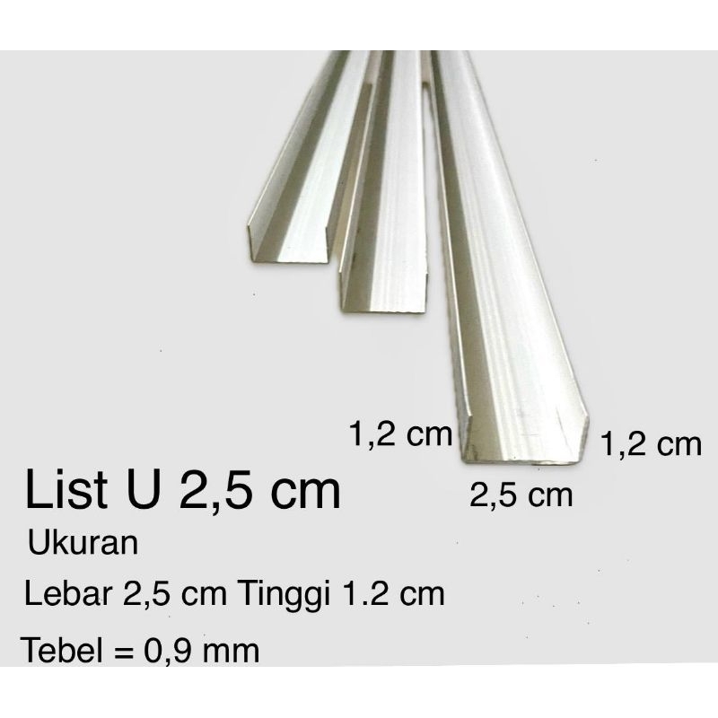 Lis U Alumunium Tali air Tembok 2,5 cm