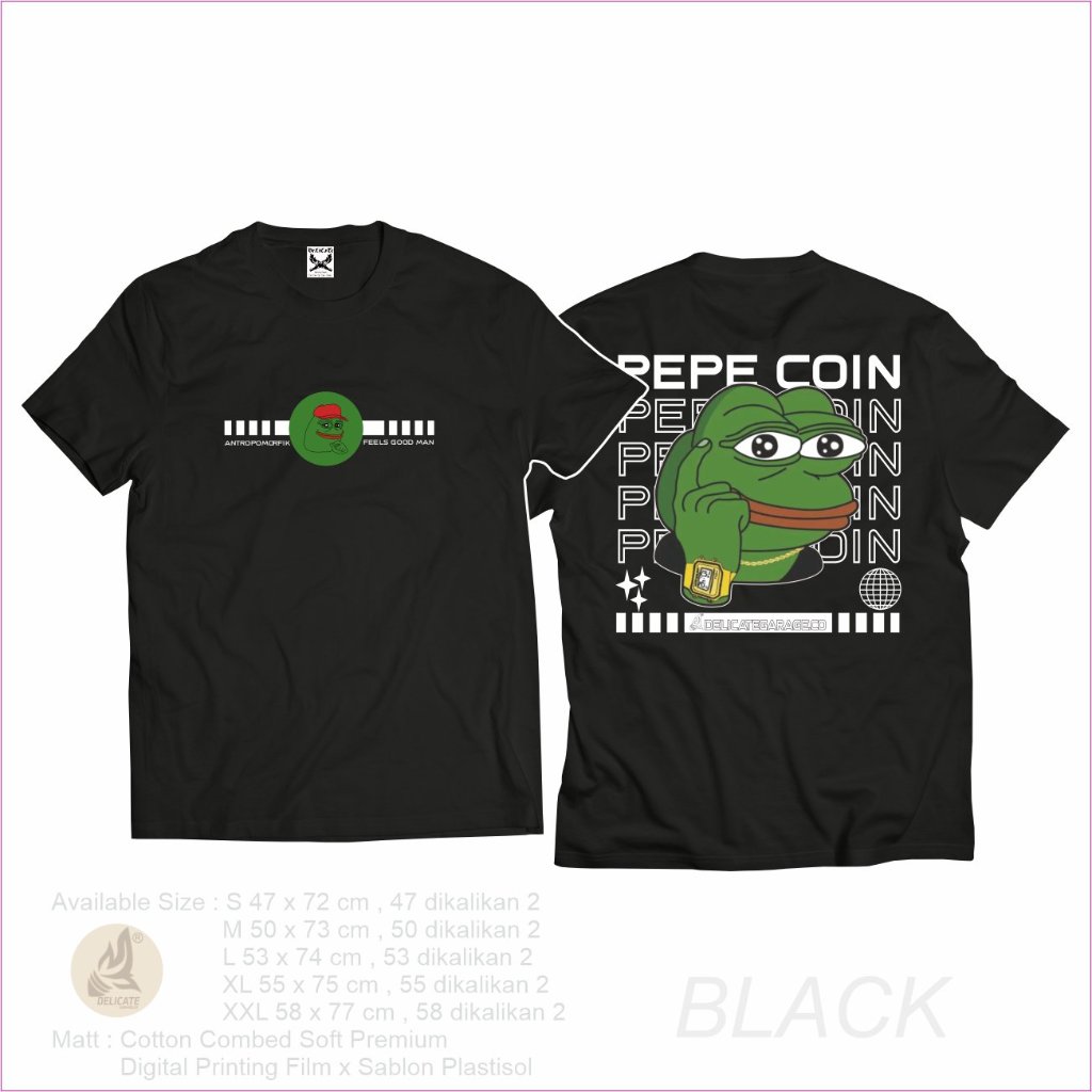 Kaos Pepe Koin Crypto Basic Katun Premum Unisex COD Terlaris
