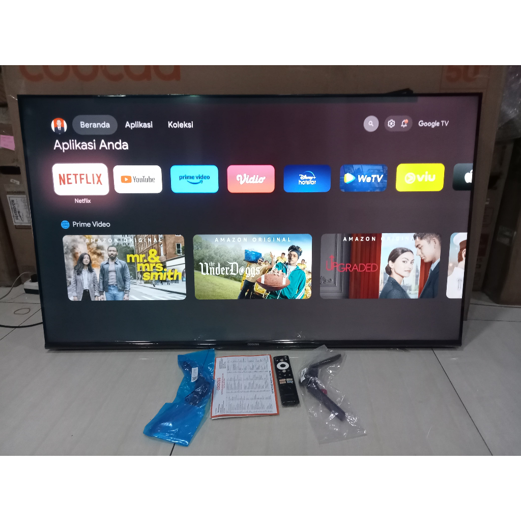 TV LED COOCAA 50IN GOOGLE TV YOUTUBE WIFI NETFLIX VOICE GOOGLE KONDISI MUWLUS 95 % SEPERTI BARU 4143